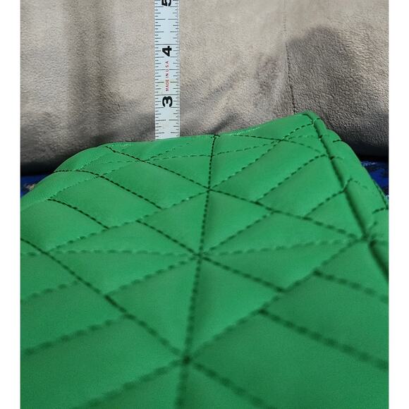 Zara Green Faux Leather Rectangle Medium Size Gold rustic Chain Shoulder Bag - Picture 11 of 11